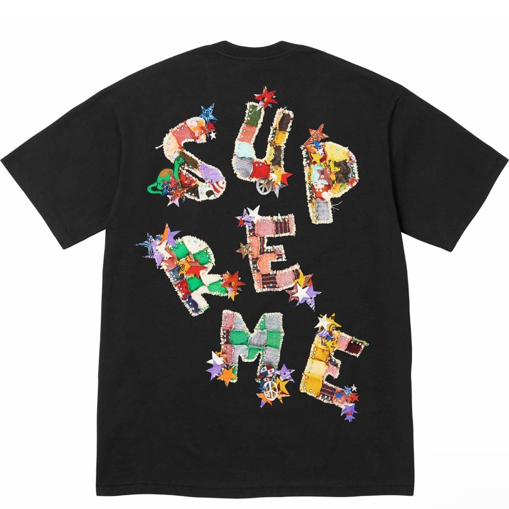 SUPREME BLACK PATCHWORK TEE - Picture 1 of 4